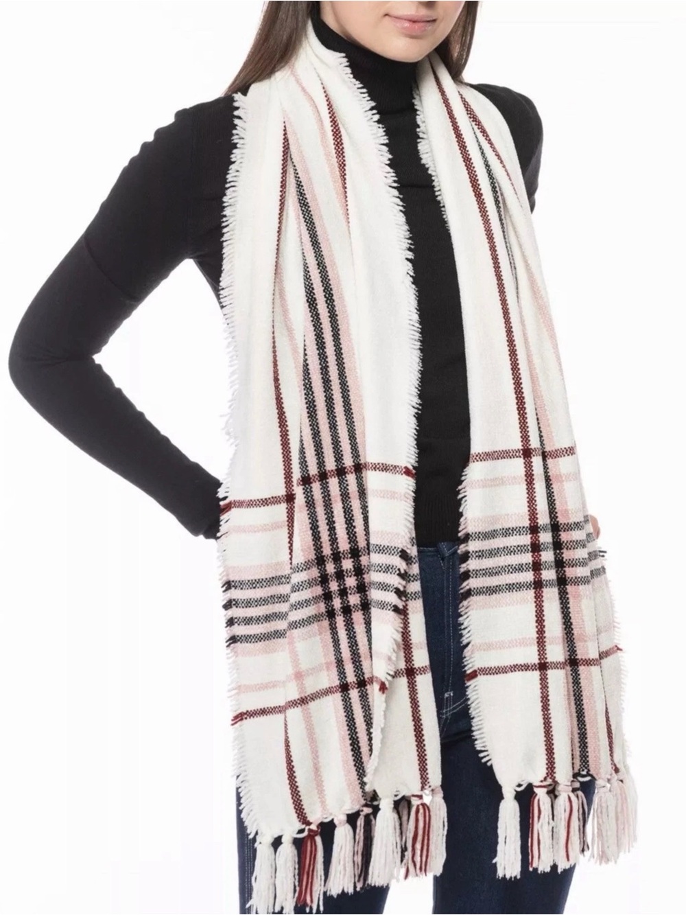 Charter Club Pattered Wrap Scarf White